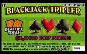 Blackjack Tripler instant scratch game Blackjack Tripler instant scratch ticket from Wisconsin Lottery - unscratched