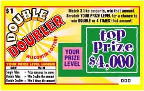 Double Doubler instant scratch ticket from Wisconsin Lottery - unscratched