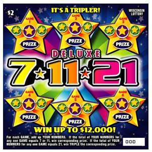 Deluxe 7-11-21 instant scratch game Deluxe 7-11-21 instant scratch ticket from Wisconsin Lottery - unscratched