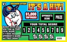 It's a Hit instant scratch game It's a Hit instant scratch ticket from Wisconsin Lottery - unscratched