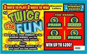 Twice the Fun instant scratch game Twice the Fun instant scratch ticket from Wisconsin Lottery - unscratched