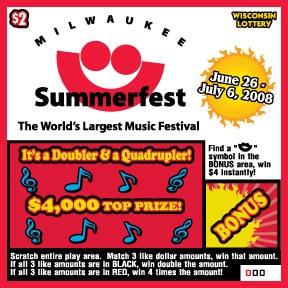 Summerfest instant scratch ticket from Wisconsin Lottery - unscratched