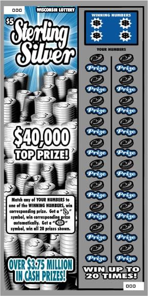 Sterling Silver instant scratch game Sterling Silver instant scratch ticket from Wisconsin Lottery - unscratched