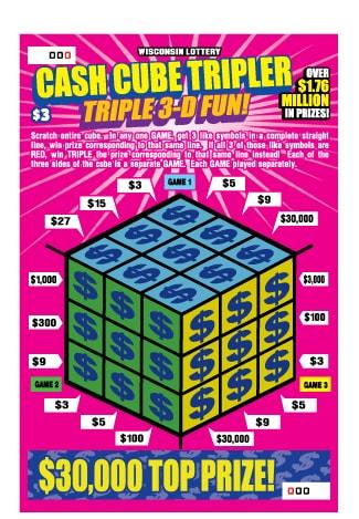 Cash Cube Tripler instant scratch ticket from Wisconsin Lottery - unscratched