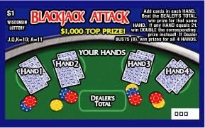 Blackjack Attack instant scratch game Blackjack Attack instant scratch ticket from Wisconsin Lottery - unscratched