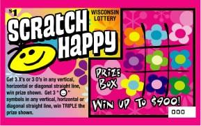 Scratch Happy instant scratch ticket from Wisconsin Lottery - unscratched