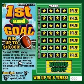 1st and Goal instant scratch game 1st and Goal instant scratch ticket from Wisconsin Lottery - unscratched