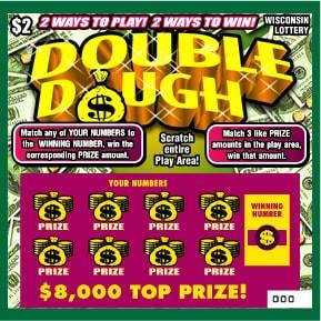 Double Dough instant scratch game Double Dough instant scratch ticket from Wisconsin Lottery - unscratched