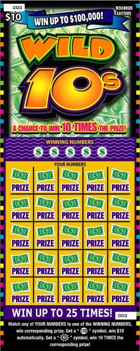 Wild 10s instant scratch game Wild 10s instant scratch ticket from Wisconsin Lottery - unscratched
