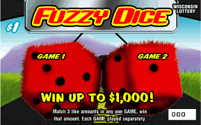 Fuzzy Dice instant scratch ticket from Wisconsin Lottery - unscratched
