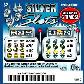 Silver Slots instant scratch ticket from Wisconsin Lottery - unscratched