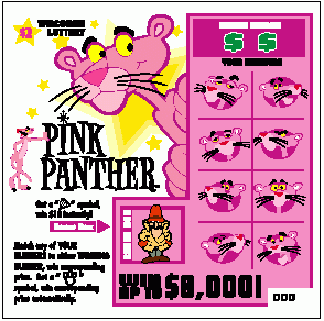 Pink Panther instant scratch game Pink Panther instant scratch ticket from Wisconsin Lottery - unscratched