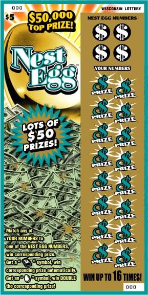 Nest Egg instant scratch ticket from Wisconsin Lottery - unscratched