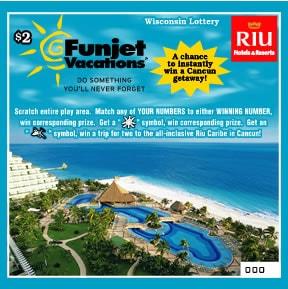 Funjet Vacations instant scratch game Funjet Vacations instant scratch ticket from Wisconsin Lottery - unscratched