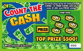 Count the Cash instant scratch game Count the Cash instant scratch ticket from Wisconsin Lottery - unscratched