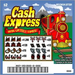 Cash Express pull-tab game Cash Express pull-tab ticket from Wisconsin Lottery - unscratched