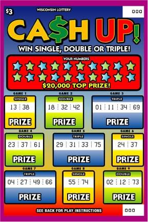 Cash Up instant scratch ticket from Wisconsin Lottery - unscratched