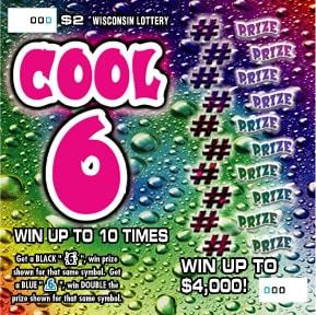 Cool 6 instant scratch game Cool 6 instant scratch ticket from Wisconsin Lottery - unscratched