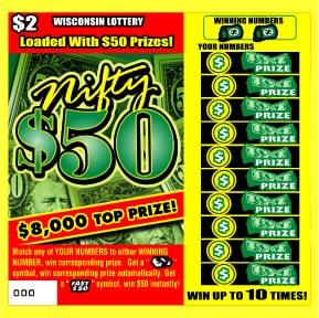 Nifty $50 instant scratch ticket from Wisconsin Lottery - unscratched