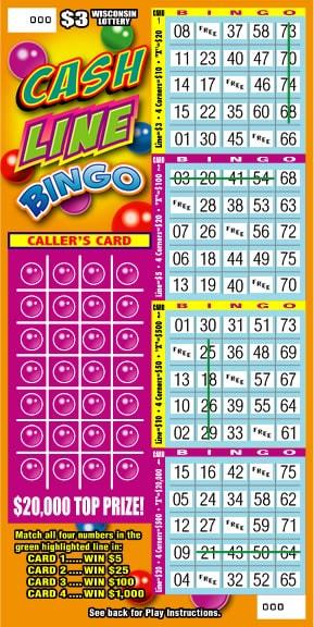 Cash Line Bingo instant scratch game Cash Line Bingo instant scratch ticket from Wisconsin Lottery - unscratched