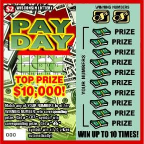 Payday instant scratch ticket from Wisconsin Lottery - unscratched