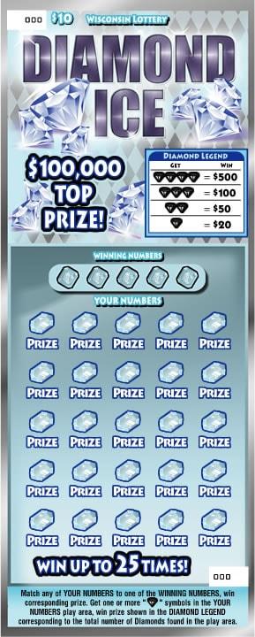 Diamond Ice instant scratch game Diamond Ice instant scratch ticket from Wisconsin Lottery - unscratched