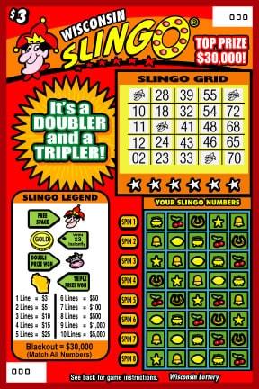 Wisconsin Slingo instant scratch game Wisconsin Slingo instant scratch ticket from Wisconsin Lottery - unscratched