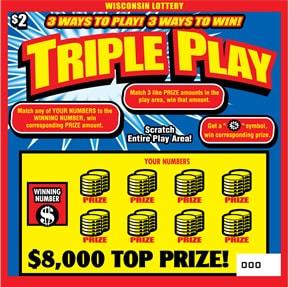 Triple Play instant scratch ticket from Wisconsin Lottery - unscratched