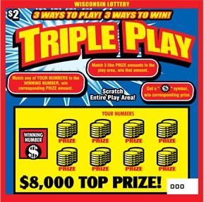 Triple Play instant scratch game Triple Play instant scratch ticket from Wisconsin Lottery - unscratched