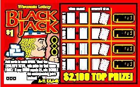 Blackjack instant scratch Blackjack instant scratch ticket from Wisconsin Lottery - unscratched