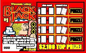 Blackjack instant scratch ticket from Wisconsin Lottery - unscratched