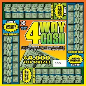 4 Way Cash instant scratch games 4 Way Cash instant scratch ticket from Wisconsin Lottery - unscratched