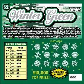 Winter Green instant scratch ticket from Wisconsin Lottery - unscratched