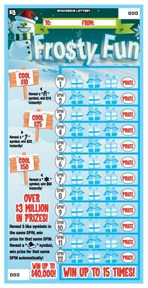 Frosty Fun instant scratch ticket from Wisconsin Lottery - unscratched