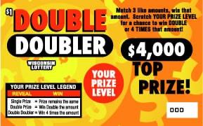 Double Doubler instant scratch ticket from Wisconsin Lottery - unscratched