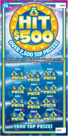 Hit $500 instant scratch ticket from Wisconsin Lottery - unscratched