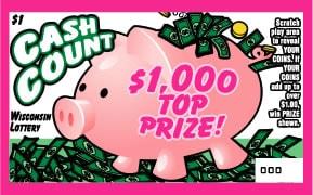Cash Count instant scratch ticket from Wisconsin Lottery - unscratched