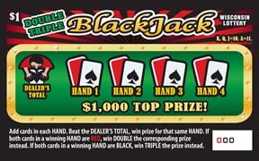 Double Triple Blackjack instant scratch game Double Triple Blackjack instant scratch ticket from Wisconsin Lottery - unscratched