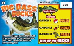 Big Bass Bucks instant scratch ticket from Wisconsin Lottery - unscratched