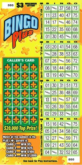 Bingo Plus instant scratch ticket from Wisconsin Lottery - unscratched