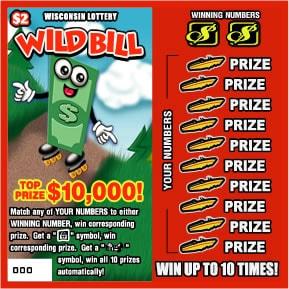 Wild Bill instant scratch ticket from Wisconsin Lottery - unscratched