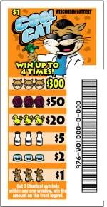 Cool Cat instant scratch ticket from Wisconsin Lottery - unscratched