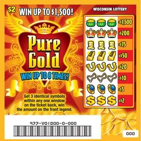 Pure Gold instant scratch game Pure Gold instant scratch ticket from Wisconsin Lottery - unscratched