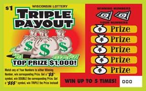 Triple Payout instant scratch game Triple Payout instant scratch ticket from Wisconsin Lottery - unscratched