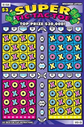 Super Tic-Tac-Toe instant scratch ticket from Wisconsin Lottery - unscratched
