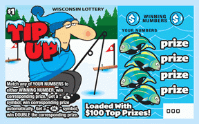 Outdoor Series - Tip Up; Big Bucks; Made in the Shade instant scratch tickets from Wisconsin Lottery - unscratched