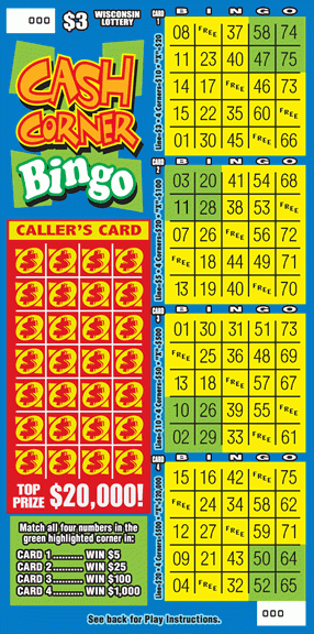 Cash Corner Bingo instant scratch ticket from Wisconsin Lottery - unscratched