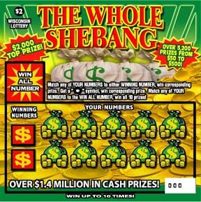 The Whole Shebang instant scratch game The Whole Shebang instant scratch ticket from Wisconsin Lottery - unscratched