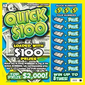 Quick $100 instant scratch game Quick $100 instant scratch ticket from Wisconsin Lottery - unscratched