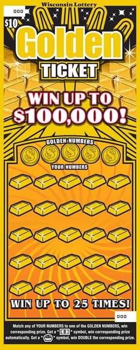 Golden Ticket instant scratch game Golden Ticket instant scratch ticket from Wisconsin Lottery - unscratched